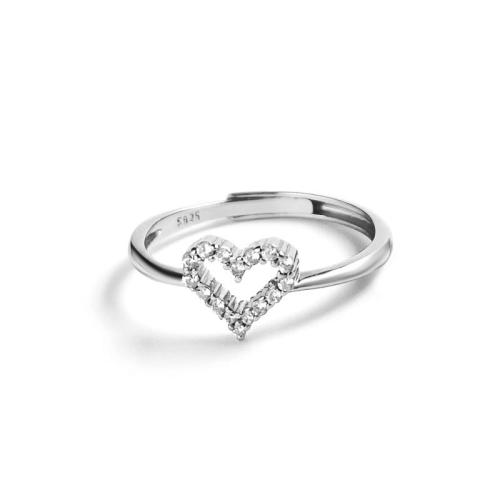 Anillo de dedo Zirconia Micro Pave Sterling Silver Cubic, Plata de ley 925, Corazón, Joyería & micro arcilla de zirconia cúbica & para mujer, más colores para la opción, tamaño:7, Vendido por UD[