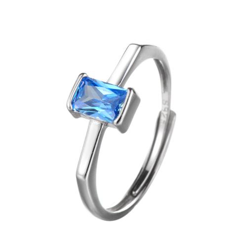 Cubic Zirconia anillo de dedo de plata esterlina, Plata de ley 925, Joyería & micro arcilla de zirconia cúbica & para mujer, más colores para la opción, tamaño:7, Vendido por UD[