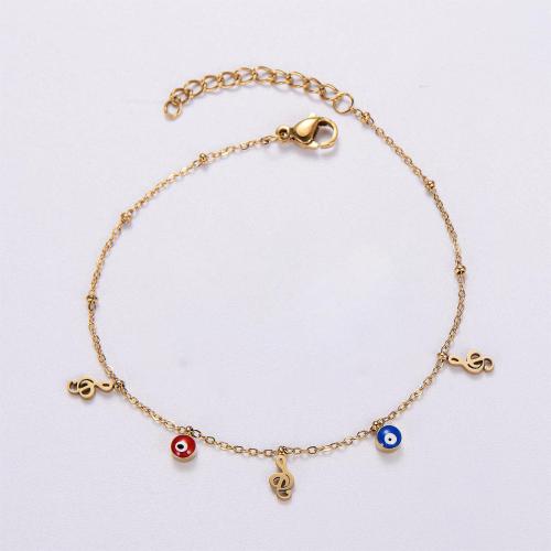 Stainless Steel Charm Bracelet, 316L Stainless Steel, with 5cm extender chain, 18K gold plated & for woman & enamel, golden Approx 18 cm [