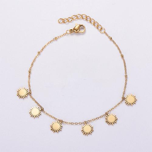 Stainless Steel Charm Bracelet, 316L Stainless Steel, with 5cm extender chain, 18K gold plated, fashion jewelry & for woman, golden Approx 18 cm [