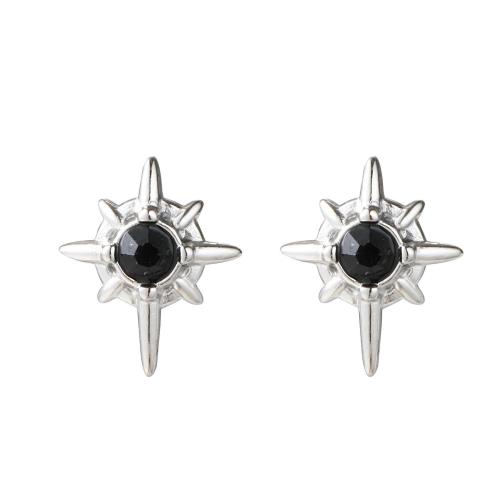 Stainless Steel Cubic Zirconia Stud Earring, 304 Stainless Steel, with Cubic Zirconia, Eight Point Star, fashion jewelry & Unisex 