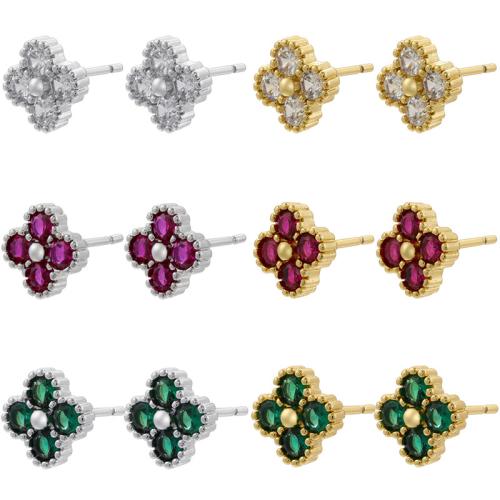 Cubic Zirconia Micro Pave Brass Earring, plated, micro pave cubic zirconia & for woman 