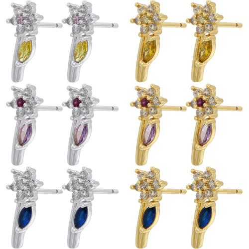 Cubic Zirconia Micro Pave Brass Earring, plated, micro pave cubic zirconia & for woman 