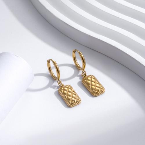 Boucles d'oreilles en acier titane, Placage ionique sous vide, pour femme, doré, Vendu par paire