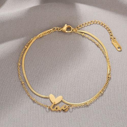 Stainless Steel Anklets Jewelry, Titanium Steel, for woman, golden cm 