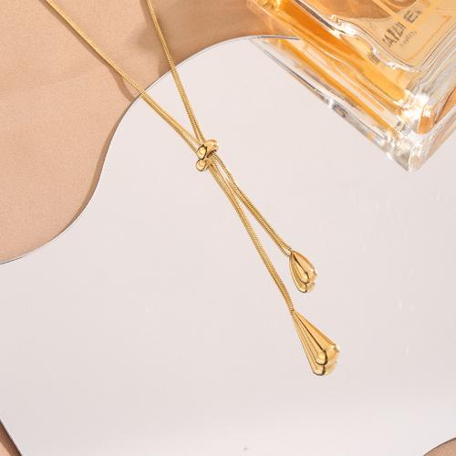 Collier de bijoux de titane, Acier titane, Placage, pour femme, doré Environ 41-50 cm, Vendu par PC