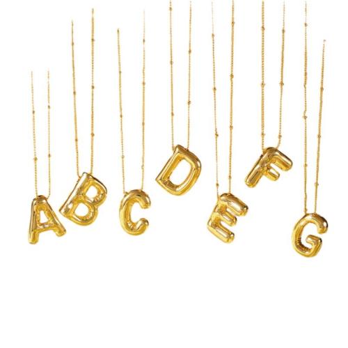 Collier de bijoux de titane, Acier titane, Placage, lettres sont de A à Z & styles différents pour le choix & pour femme, doré cm, Vendu par PC