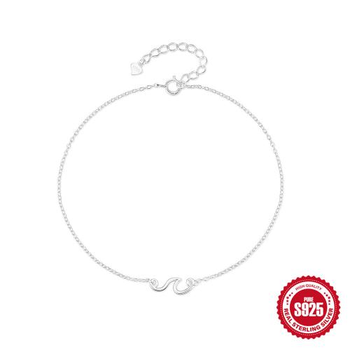 Plata de ley 925 pulsera tobillera, con 1.18inch extender cadena, micro arcilla de zirconia cúbica & para mujer, longitud:aproximado 7.87 Inch, Vendido por UD