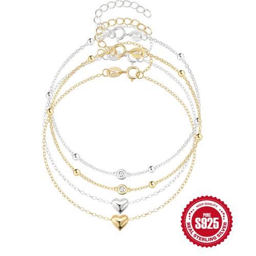 Plata de ley 925 Pulsera, con 1.18inch extender cadena, diferentes estilos para la opción & micro arcilla de zirconia cúbica & para mujer, longitud:aproximado 6.7 Inch, Vendido por UD