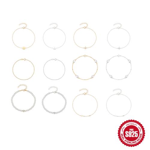 Plata de ley 925 Pulsera, con Perlas plásticas, diferentes estilos para la opción & micro arcilla de zirconia cúbica & para mujer, Vendido por UD