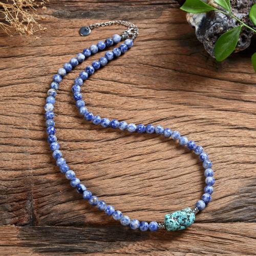 Gemstone Necklaces, Natural Stone, with 316 Stainless Steel, fashion jewelry & Unisex Approx 45 cm 