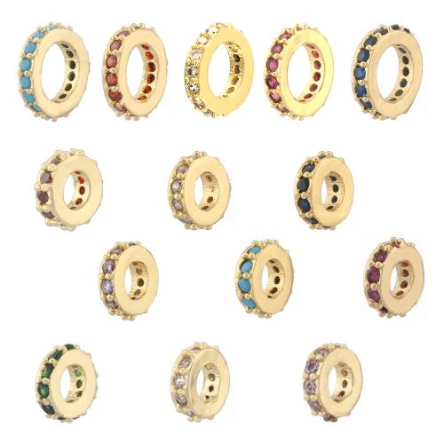 Cuentas Zirconia micro pavimenta cúbicos, metal, Donut, chapado en color dorado, Joyería & Bricolaje & diverso tamaño para la opción & micro arcilla de zirconia cúbica, más colores para la opción, Vendido por UD