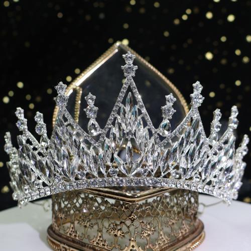 Bridal Tiaras, Zinc Alloy, fashion jewelry & for woman & with rhinestone, silver color 