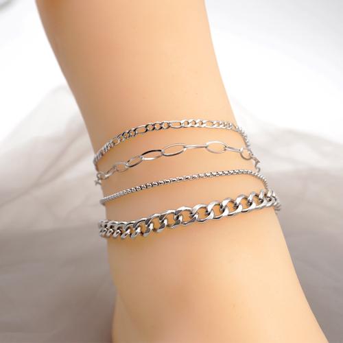 Мода ювелирные изделия anklet, титан, с 4cm наполнитель цепи, Другое покрытие, ювелирные изделия моды & различные модели для выбора, серебряный, длина:22 см, продается PC