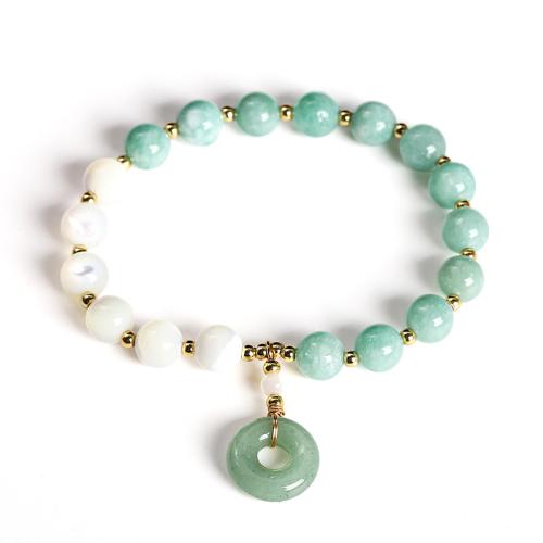 Jade birmania Pulsera, con Arriba carcasa & metal, hecho a mano, estilo popular & para mujer, longitud:aproximado 7-7.5 Inch, Vendido por UD