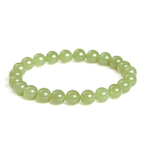 Hetian Jade Pulsera, Esférico, hecho a mano, natural & para mujer, más colores para la opción, beads length 8mm, longitud:aproximado 7-7.5 Inch, Vendido por UD