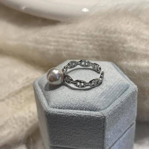 Bague en laiton, avec perle de plastique, bijoux de mode & pour femme & creux, plus de couleurs à choisir Vendu par PC