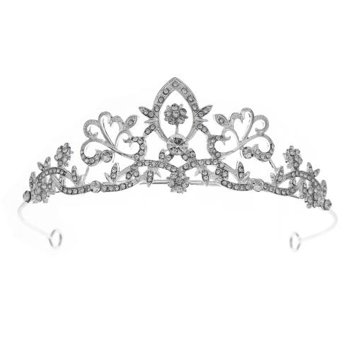 Bridal Tiaras, Zinc Alloy, fashion jewelry & for woman & with rhinestone, silver color 