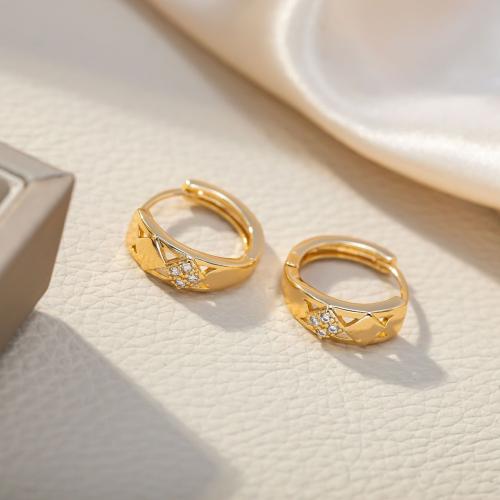 Cubic Zirconia Micro Pave Brass Earring, gold color plated, fashion jewelry & micro pave cubic zirconia & for woman, golden 