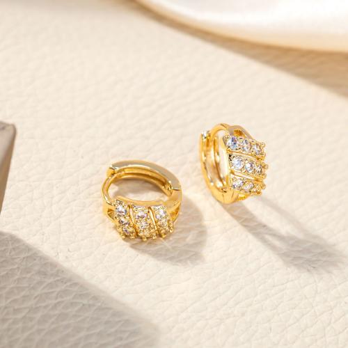 Cubic Zirconia Micro Pave Brass Earring, gold color plated, fashion jewelry & micro pave cubic zirconia & for woman, golden 