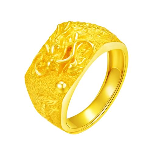 Bague en laiton, dragon, Placage ionique sous vide, pour femme, Or, inner ~20mm, Vendu par PC