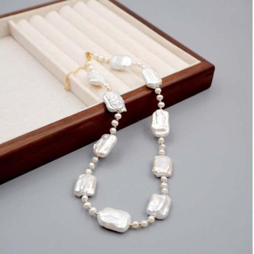 Natürliche Süßwasser Perlen Schmuck Sets, Natürliche kultivierte Süßwasserperlen, mit Titanstahl, plattiert, Modeschmuck & verschiedene Stile für Wahl, weiß, The length of the necklace is 44CM+5.5Cm and the length of the bracelet is 16CM+3.5CM, verkauft von PC