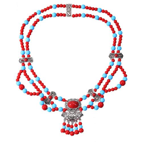 ensembles de bijoux de mode en alliage zinc, alliage de zinc, Chaîne du Front & boucle d'oreille, avec turquoise synthétique & Acrylique, styles différents pour le choix & pour femme, plus de couleurs à choisir cm, Vendu par fixé