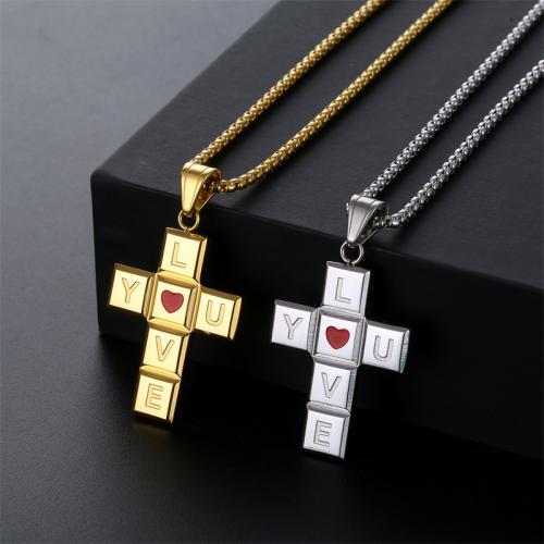 Stainless Steel Cross Pendants, 304 Stainless Steel, plated & enamel 