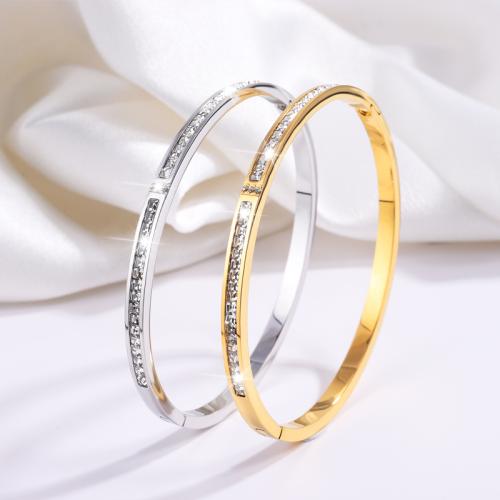 Partículas de acero Brazalete, chapado, micro arcilla de zirconia cúbica & para mujer, más colores para la opción, Vendido por UD