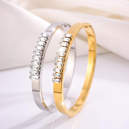 Titanio Acero Pulseras y brazaletes, Partículas de acero, chapado, micro arcilla de zirconia cúbica & para mujer, más colores para la opción, Vendido por UD