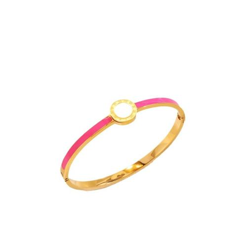 Stainless Steel Bangle, 304 Stainless Steel, with Shell, for woman & enamel [