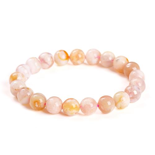 White Cherry Blossom Agate Pulsera, Esférico, hecho a mano, diverso tamaño para la opción & para mujer, Grado AAA, longitud:aproximado 7-9 Inch, Vendido por UD