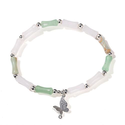 Jade Pulsera, con Shoushan Stone & metal, Mariposa, hecho a mano, Joyería & para mujer, longitud:aproximado 6.5-9 Inch, Vendido por UD