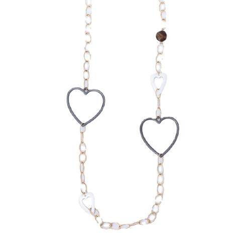 Zinc Alloy Sweater Chain Necklace, with Natural Stone & iron chain, fashion jewelry & for woman Approx 108 cm [