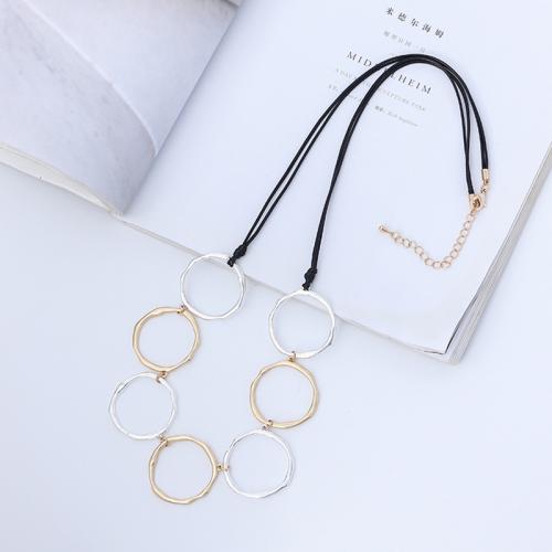 Zinc Alloy Sweater Chain Necklace, with Wax Cord, fashion jewelry & for woman Approx 80 cm [