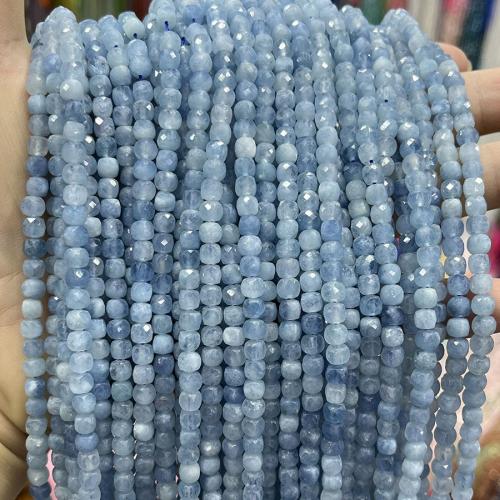 Aquamarine Beads, Square, fashion jewelry & DIY & faceted, sea blue, 4mm Approx 38 cm 