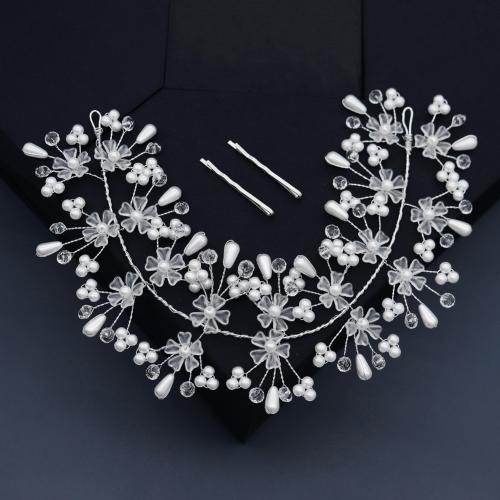 Diadema  de Bisuteria, aleación de zinc, con Perlas plásticas, Joyería & para mujer, plateado, Vendido por Sarta