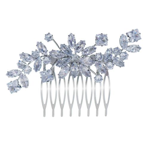 Décoratif Peigne nuptiale de cheveux, alliage de zinc, avec zircon cubique, bijoux de mode & pour femme, argent Vendu par PC[