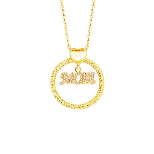 Stainless Steel Jewelry Necklace, Brass, with 5cm extender chain, Flat Round, gold color plated, fashion jewelry & for woman & with rhinestone 30mm cm [