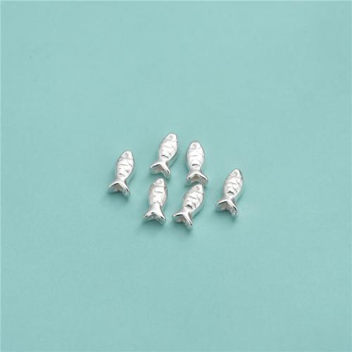 Sterling Silver Spacer Beads, 925 Sterling Silver, Fish, DIY, silver color Approx 1mm [