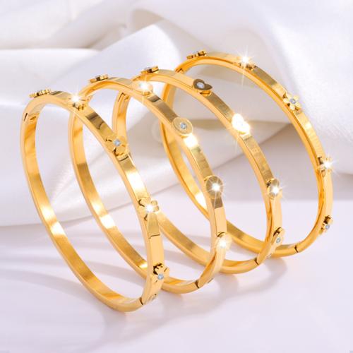 Partículas de acero Brazalete, chapado, diferentes estilos para la opción & para mujer, dorado, Vendido por UD