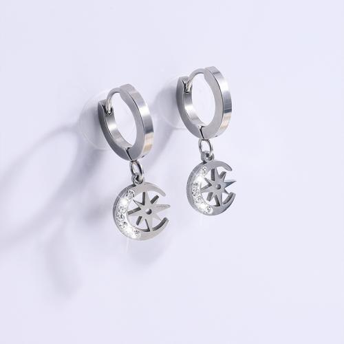 Boucles d'oreilles en acier titane, Placage, pavé de micro zircon & pour femme, plus de couleurs à choisir, Vendu par paire