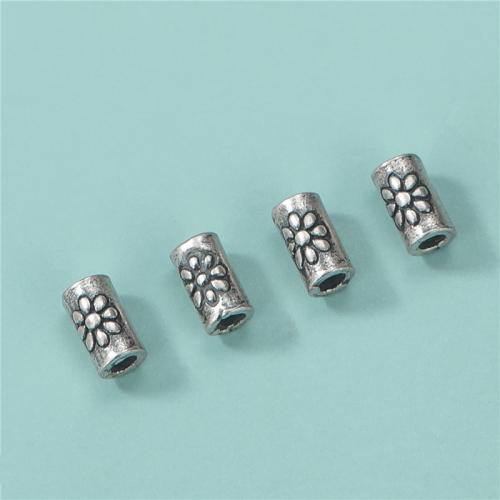 925er Sterling Silber Straight Tube, Antikes Finish, DIY & mit Blumenmuster, 5.2x3mm, Bohrung:ca. 1.5mm, verkauft von PC