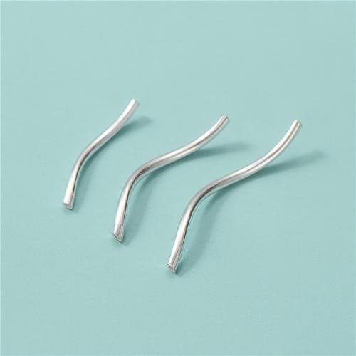 925 Sterling Silver Curved Tube Beads, DIY silver color Approx 0.8mm [