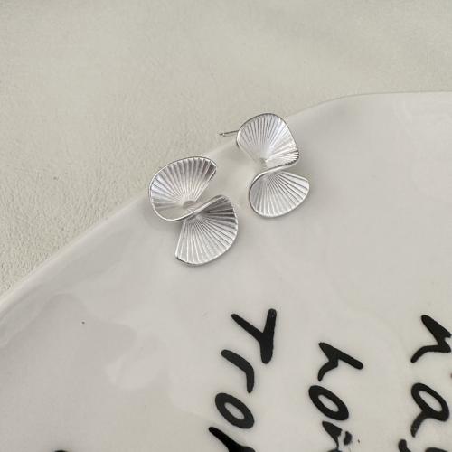 925 Sterling Silver Stud Earring, Geometrical Pattern, Korean style & for woman & matte, silver color [