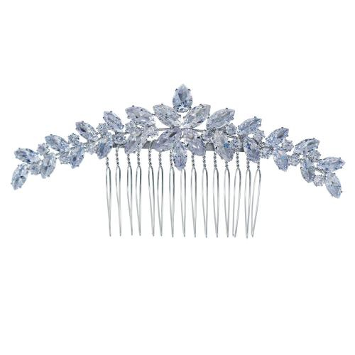 Décoratif Peigne nuptiale de cheveux, alliage de zinc, avec zircon cubique, bijoux de mode & pour femme, argent Vendu par PC[