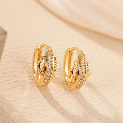 Brass Lever Back Earring, gold color plated, fashion jewelry & for woman & with rhinestone, golden 