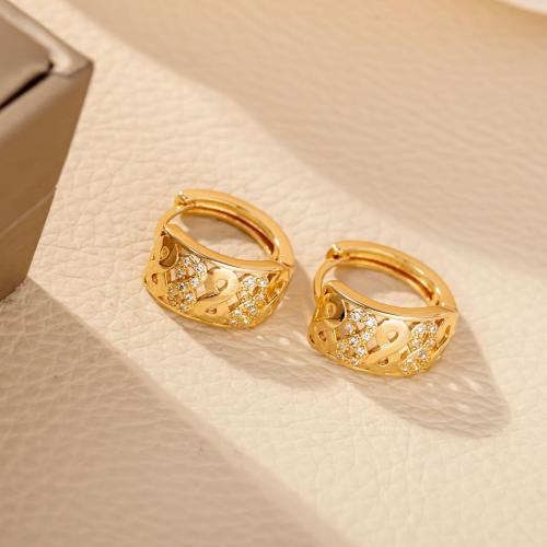 Brass Lever Back Earring, gold color plated, fashion jewelry & for woman & with rhinestone, golden [