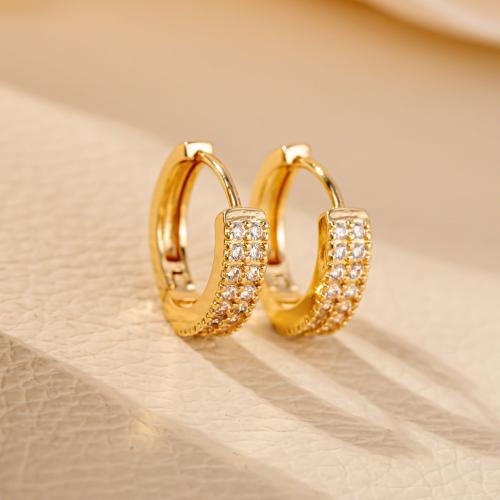 Cubic Zirconia Micro Pave Brass Earring, gold color plated, fashion jewelry & micro pave cubic zirconia & for woman, golden 