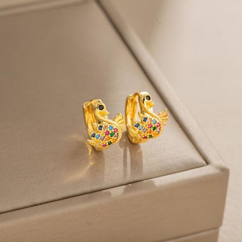 Brass Lever Back Earring, plated & for woman & with rhinestone [